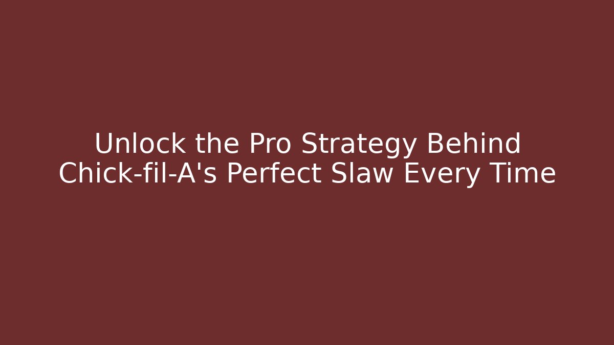 Unlock the Pro Strategy Behind Chick-fil-A's Perfect Slaw Every Time