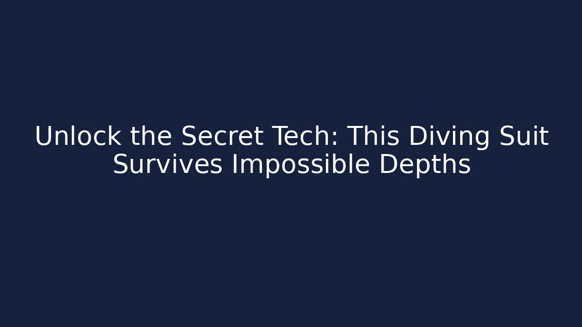Unlock the Secret Tech: This Diving Suit Survives Impossible Depths