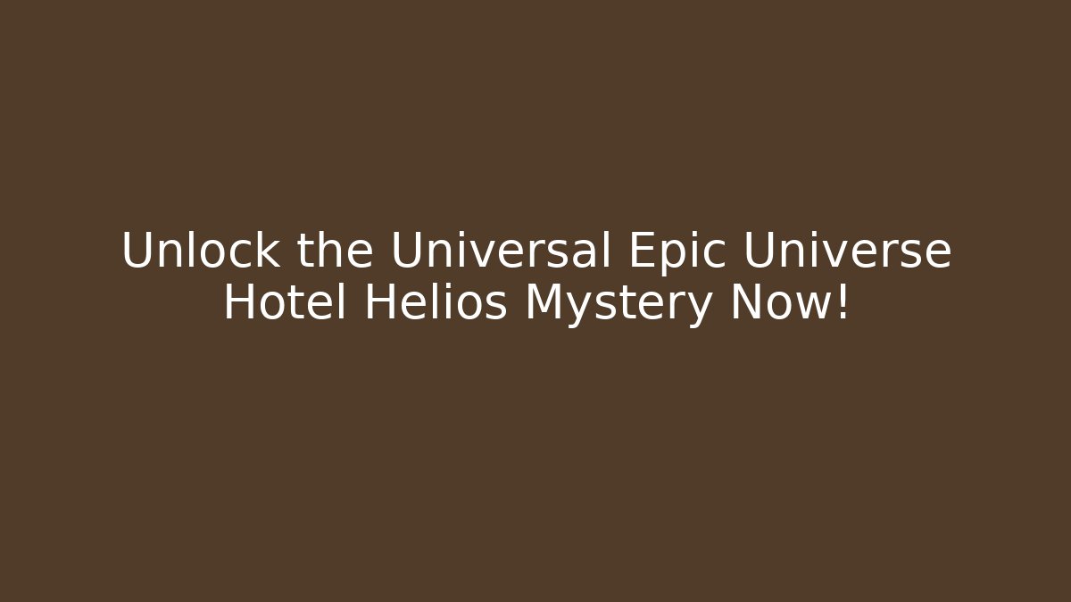 Unlock the Universal Epic Universe Hotel Helios Mystery Now!
