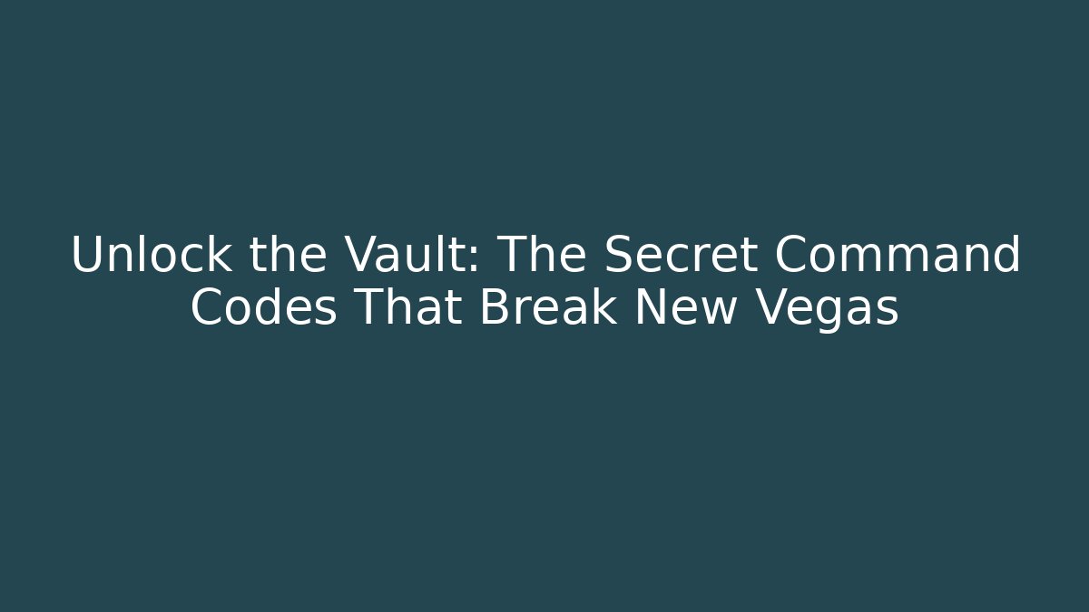 Unlock the Vault: The Secret Command Codes That Break New Vegas