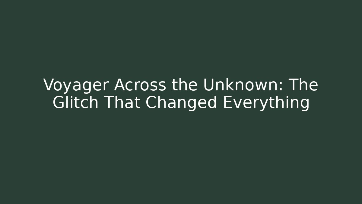 Voyager Across the Unknown: The Glitch That Changed Everything
