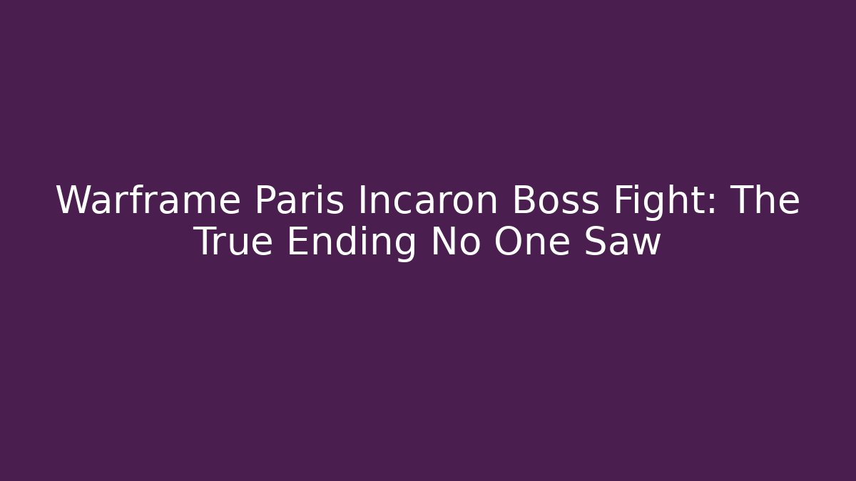 Warframe Paris Incaron Boss Fight: The True Ending No One Saw