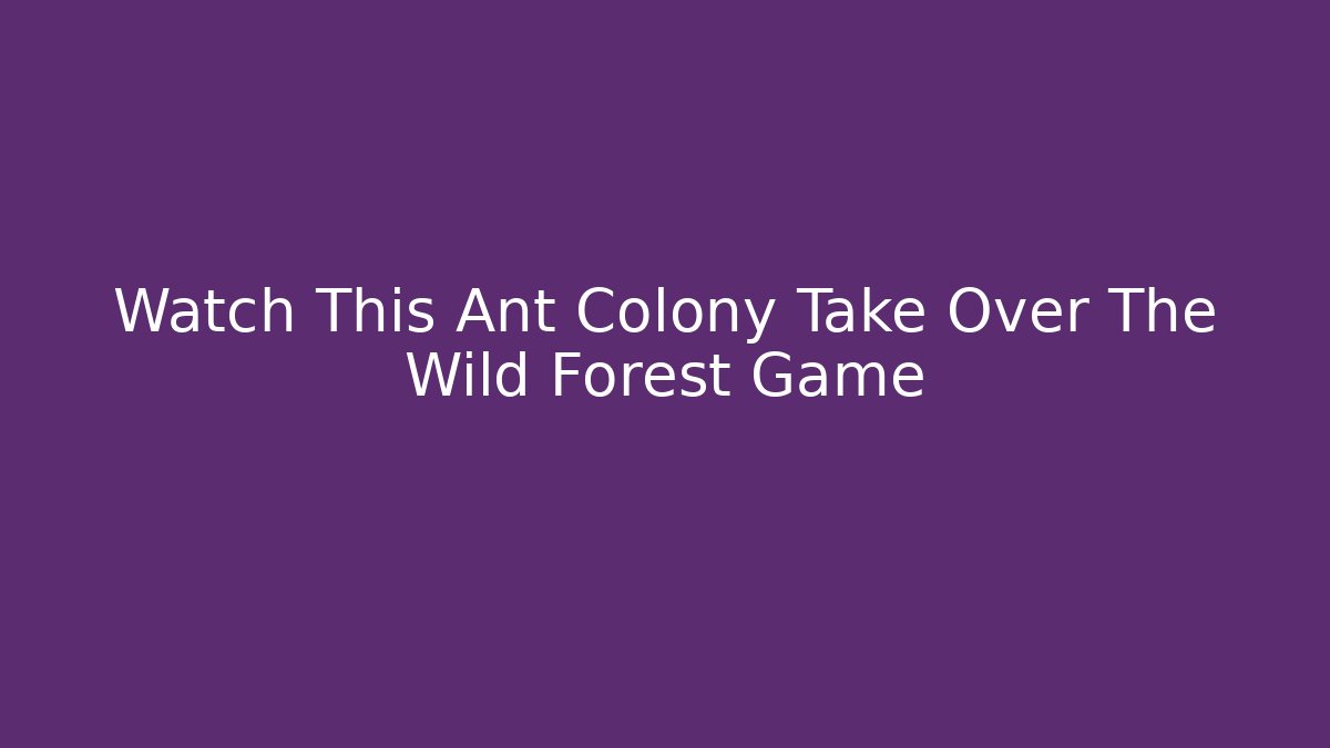 Watch This Ant Colony Take Over The Wild Forest Game