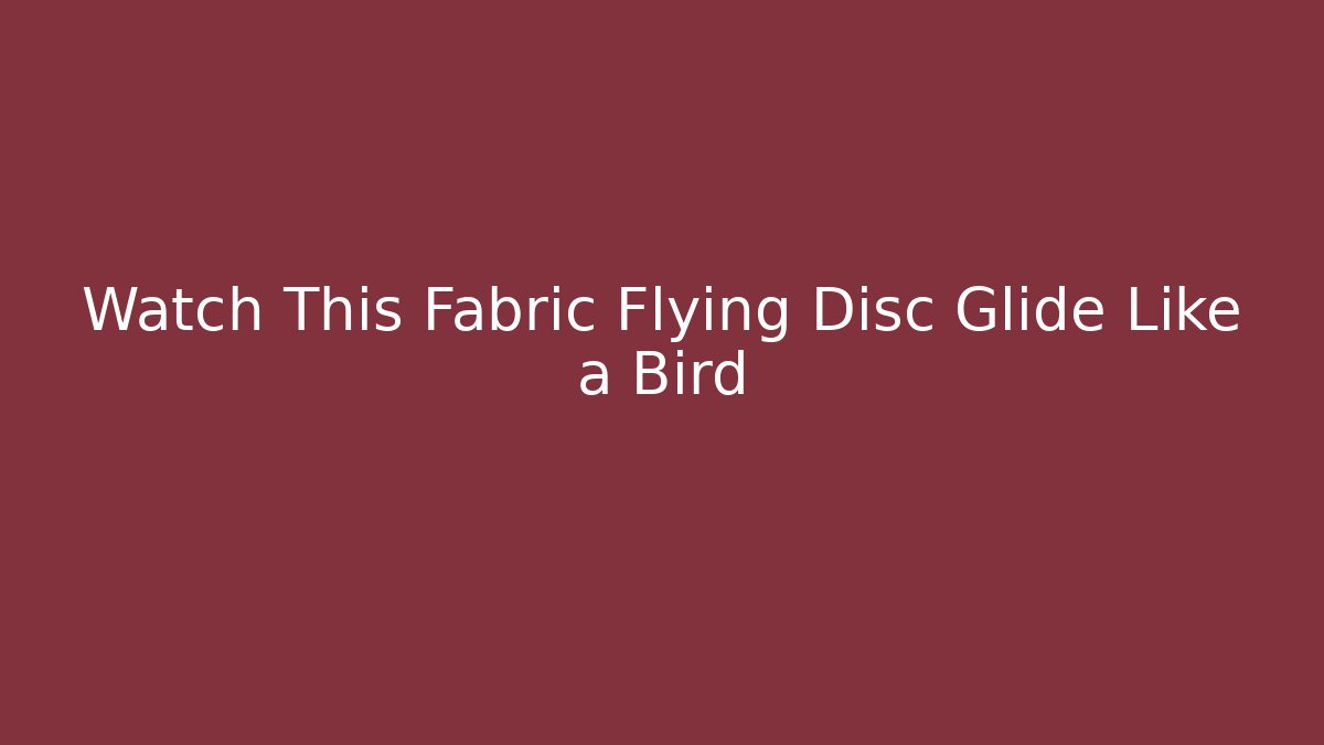 Watch This Fabric Flying Disc Glide Like a Bird