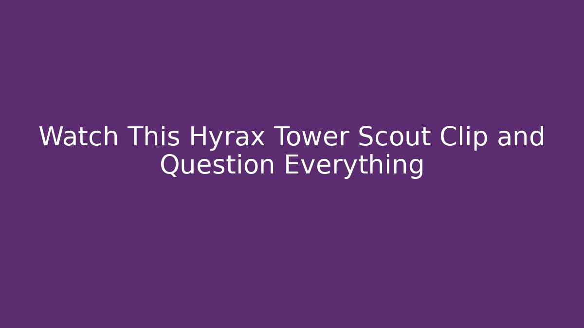 Watch This Hyrax Tower Scout Clip and Question Everything