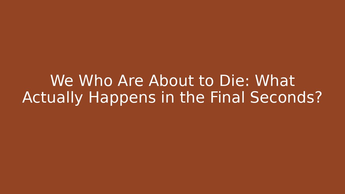 We Who Are About to Die: What Actually Happens in the Final Seconds?