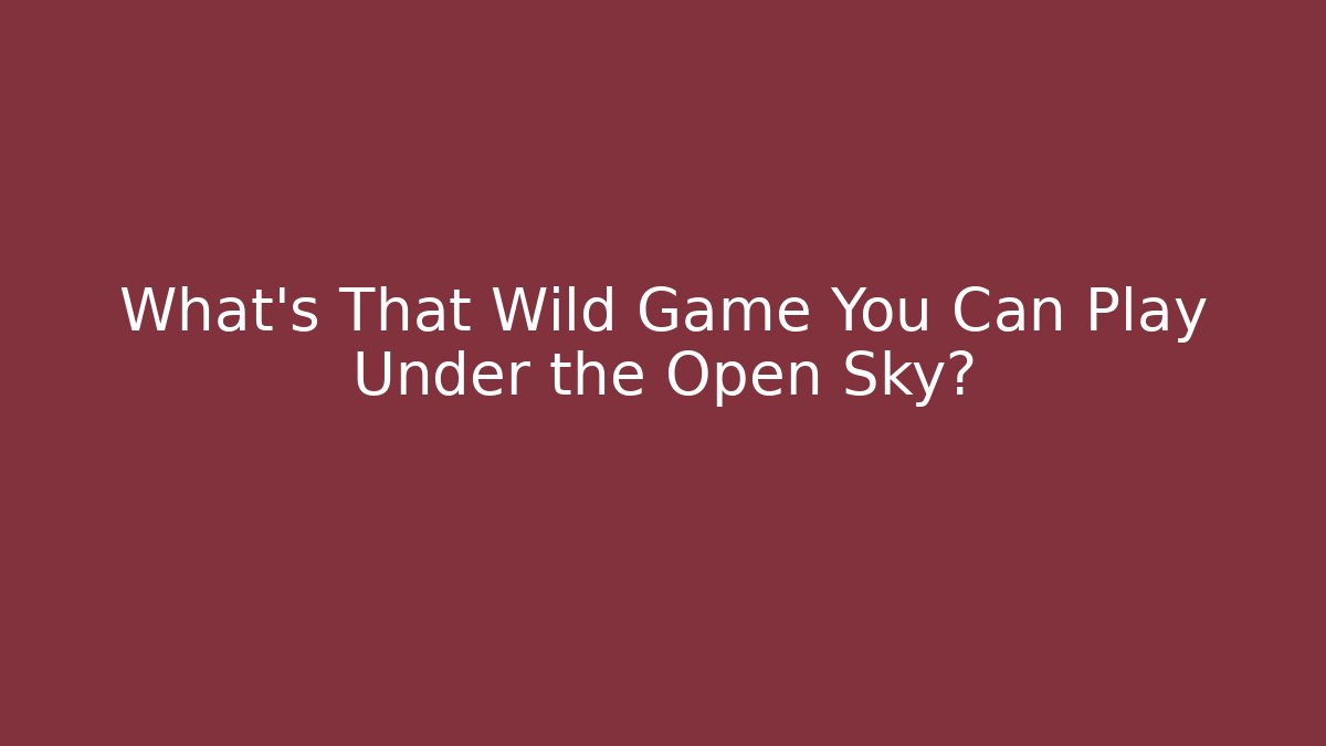 What's That Wild Game You Can Play Under the Open Sky?