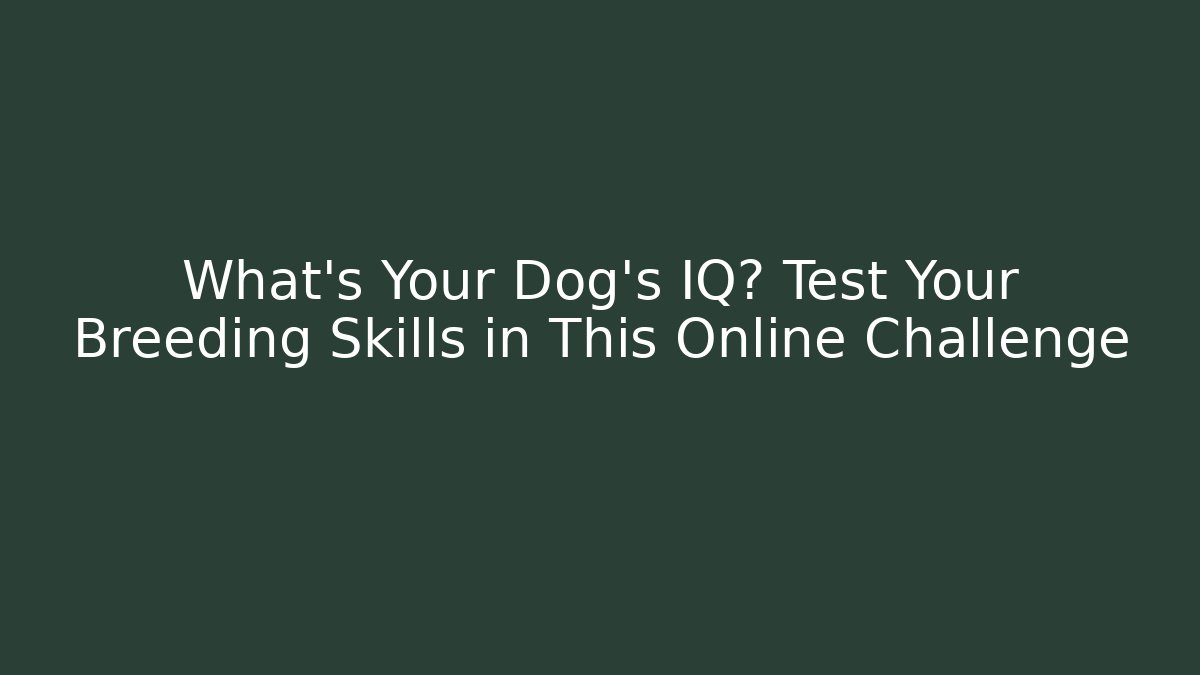 What’s Your Dog’s IQ? Test Your Breeding Skills in This Online Challenge