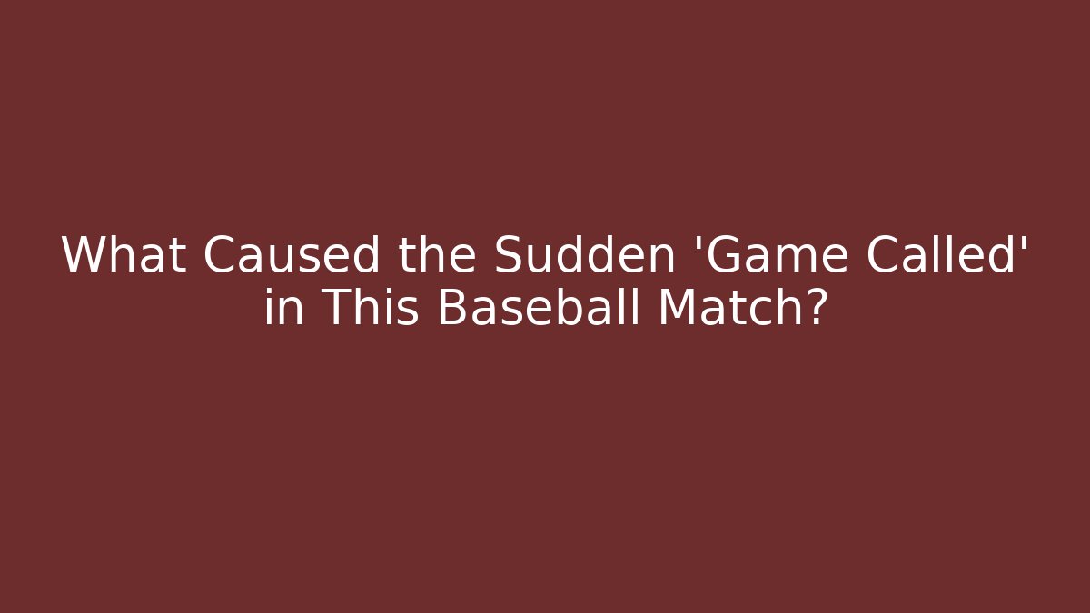 What Caused the Sudden 'Game Called' in This Baseball Match? - Celivion