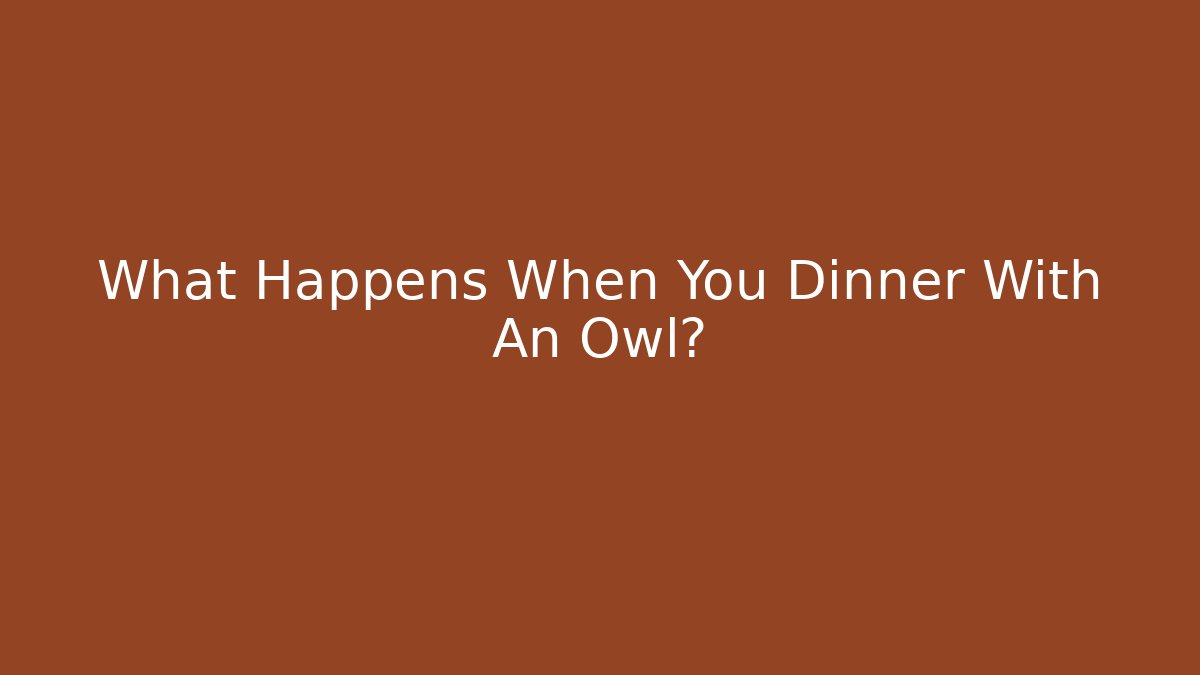 What Happens When You Dinner With An Owl?