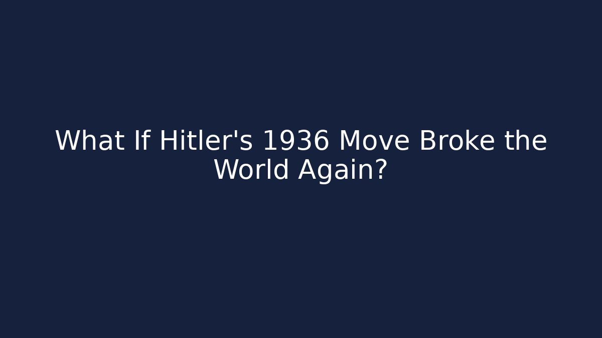 What If Hitler's 1936 Move Broke the World Again?