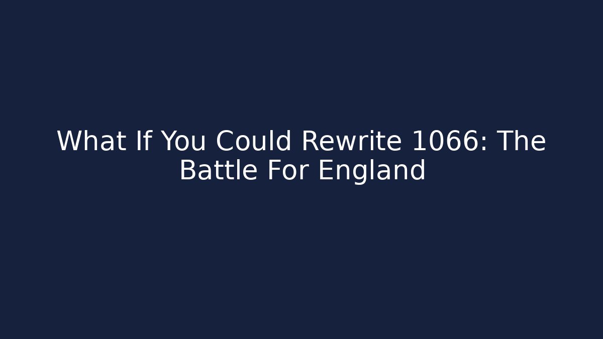 What If You Could Rewrite 1066: The Battle For England