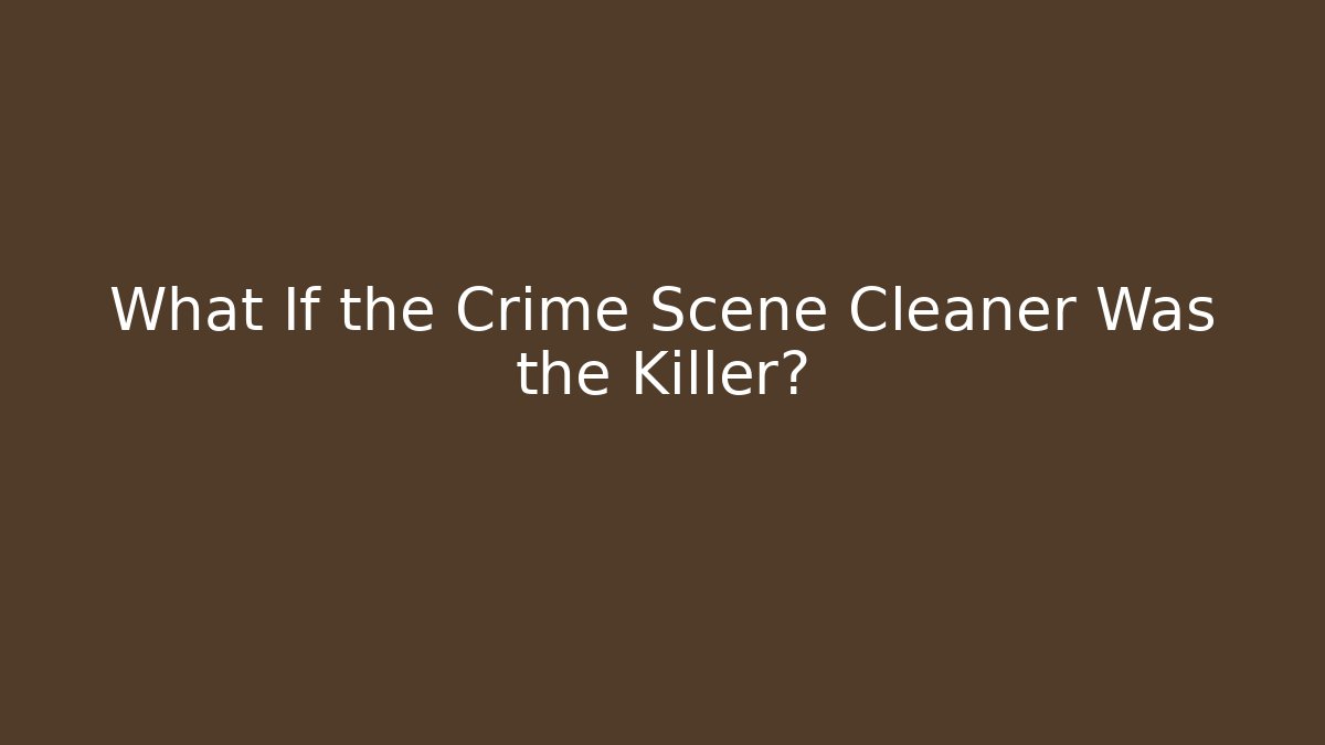 What If the Crime Scene Cleaner Was the Killer?