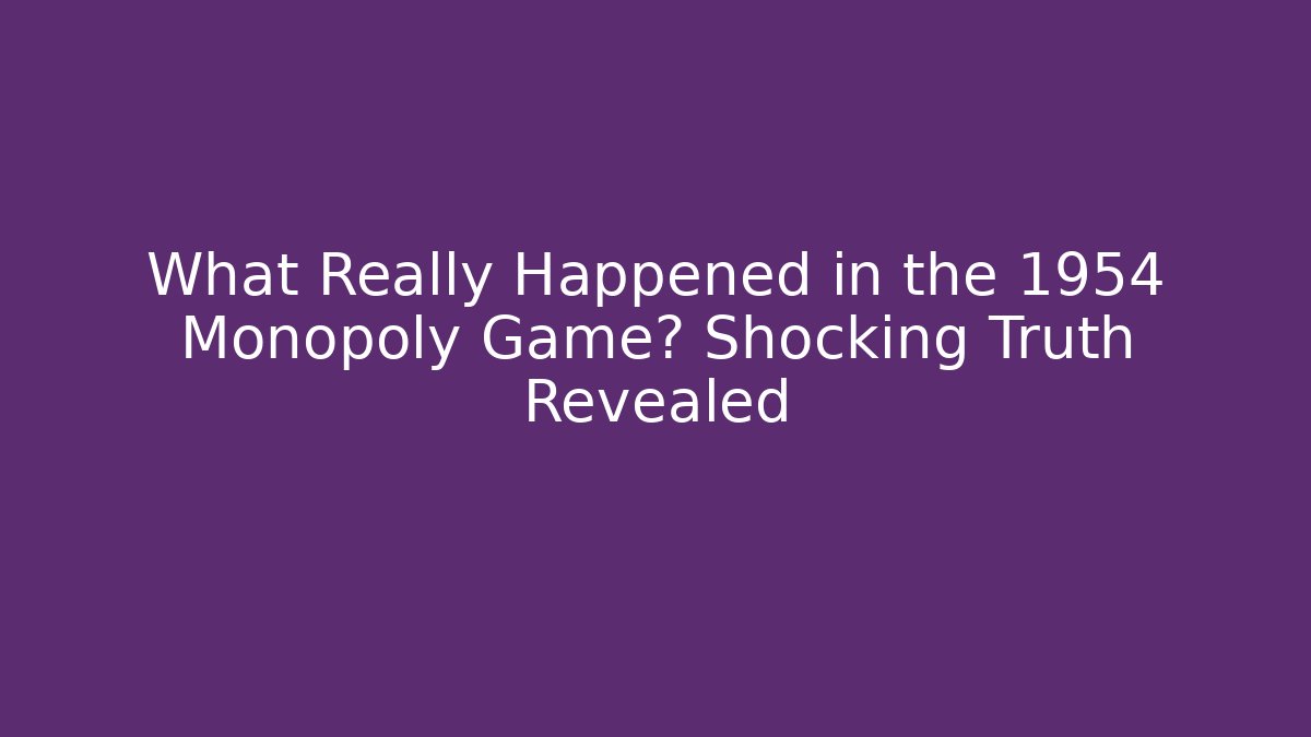 What Really Happened in the 1954 Monopoly Game? Shocking Truth Revealed
