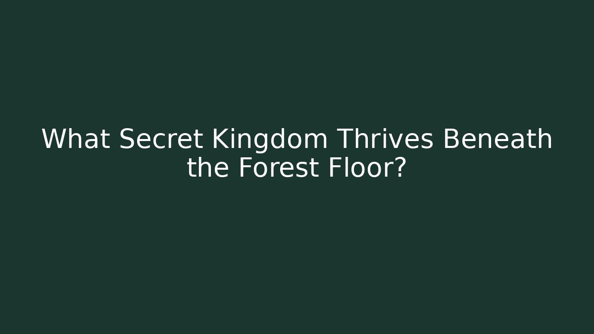 What Secret Kingdom Thrives Beneath the Forest Floor?