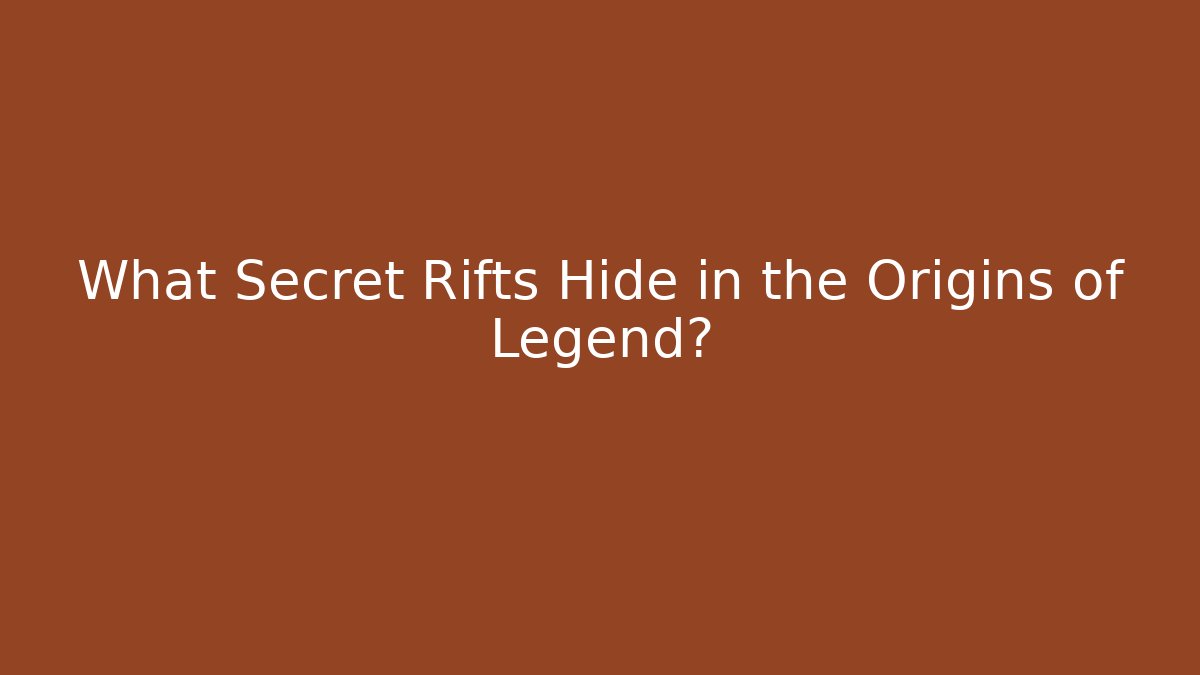 What Secret Rifts Hide in the Origins of Legend?