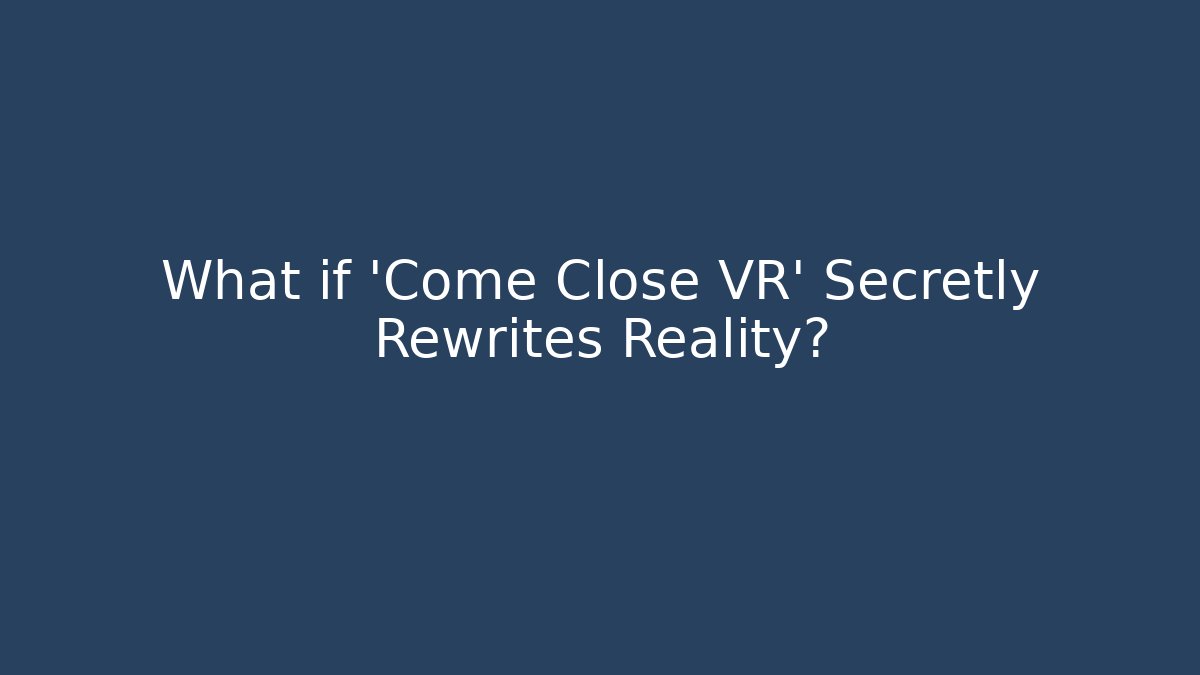 What if 'Come Close VR' Secretly Rewrites Reality?
