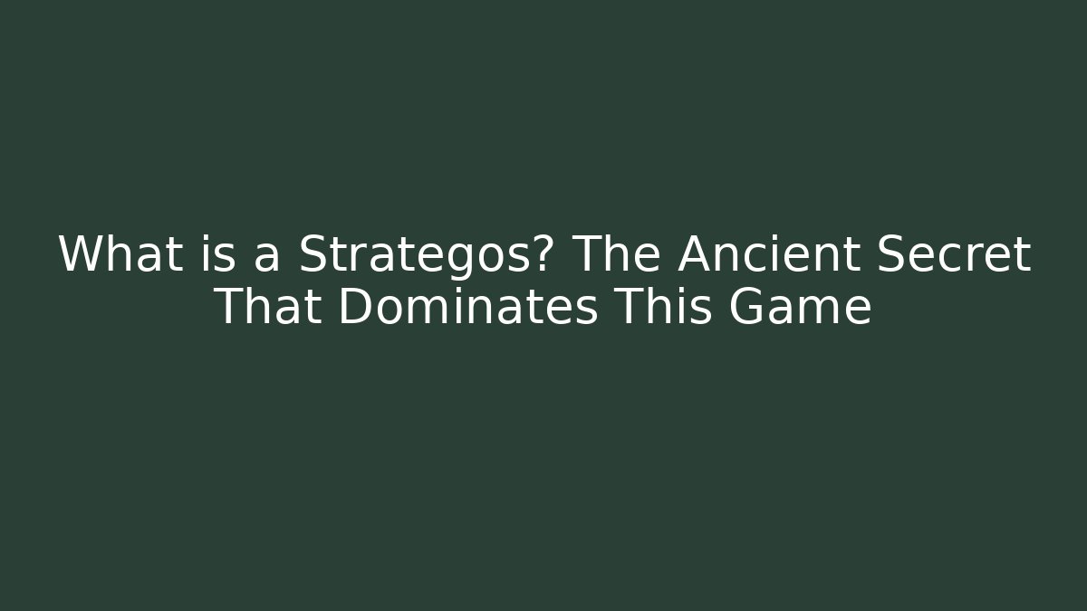 What is a Strategos? The Ancient Secret That Dominates This Game