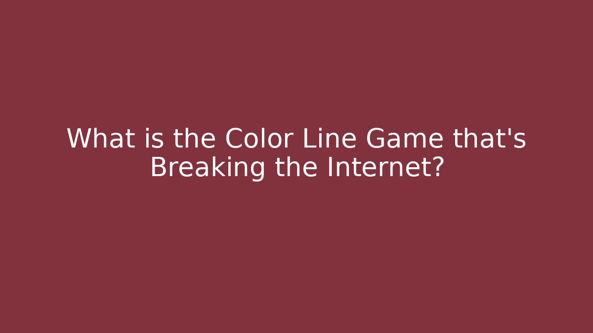 What is the Color Line Game that's Breaking the Internet?