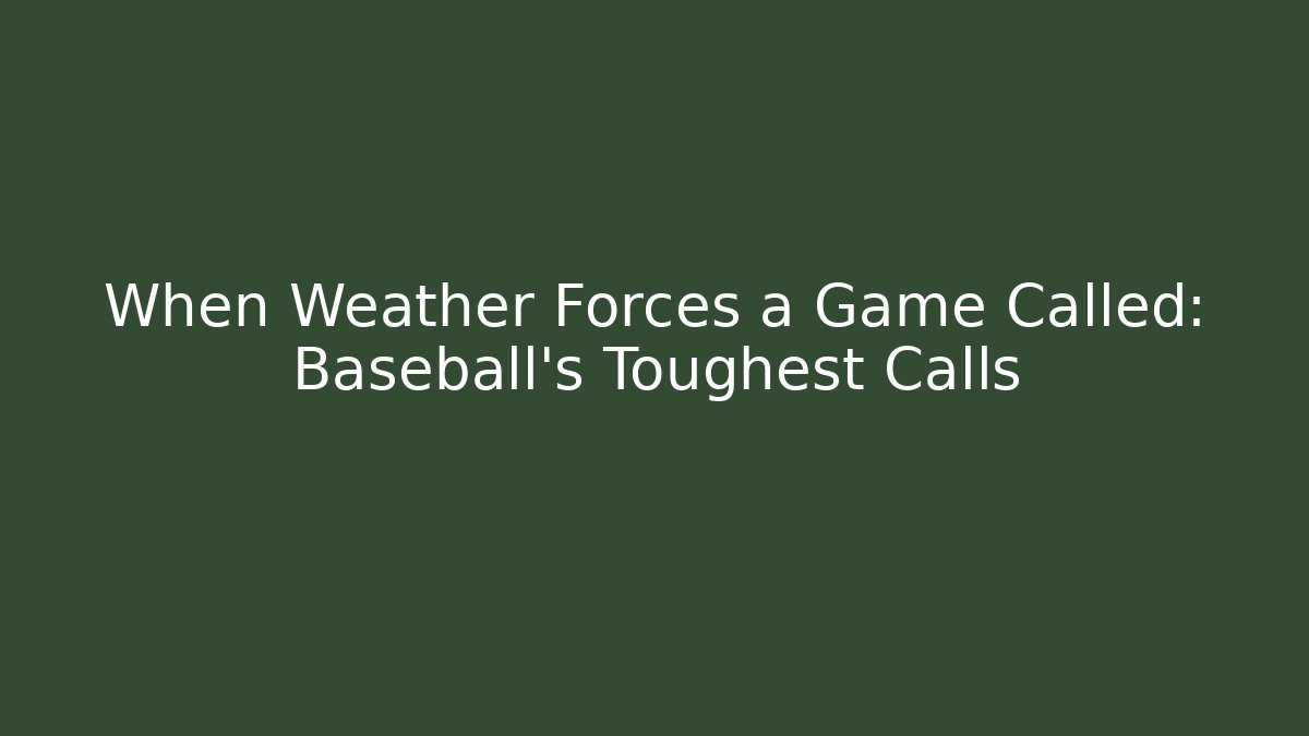 When Weather Forces a Game Called: Baseball's Toughest Calls