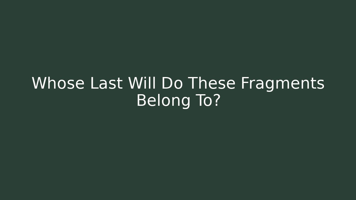 Whose Last Will Do These Fragments Belong To? - Celivion