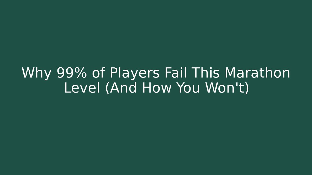 Why 99% of Players Fail This Marathon Level (And How You Won't)