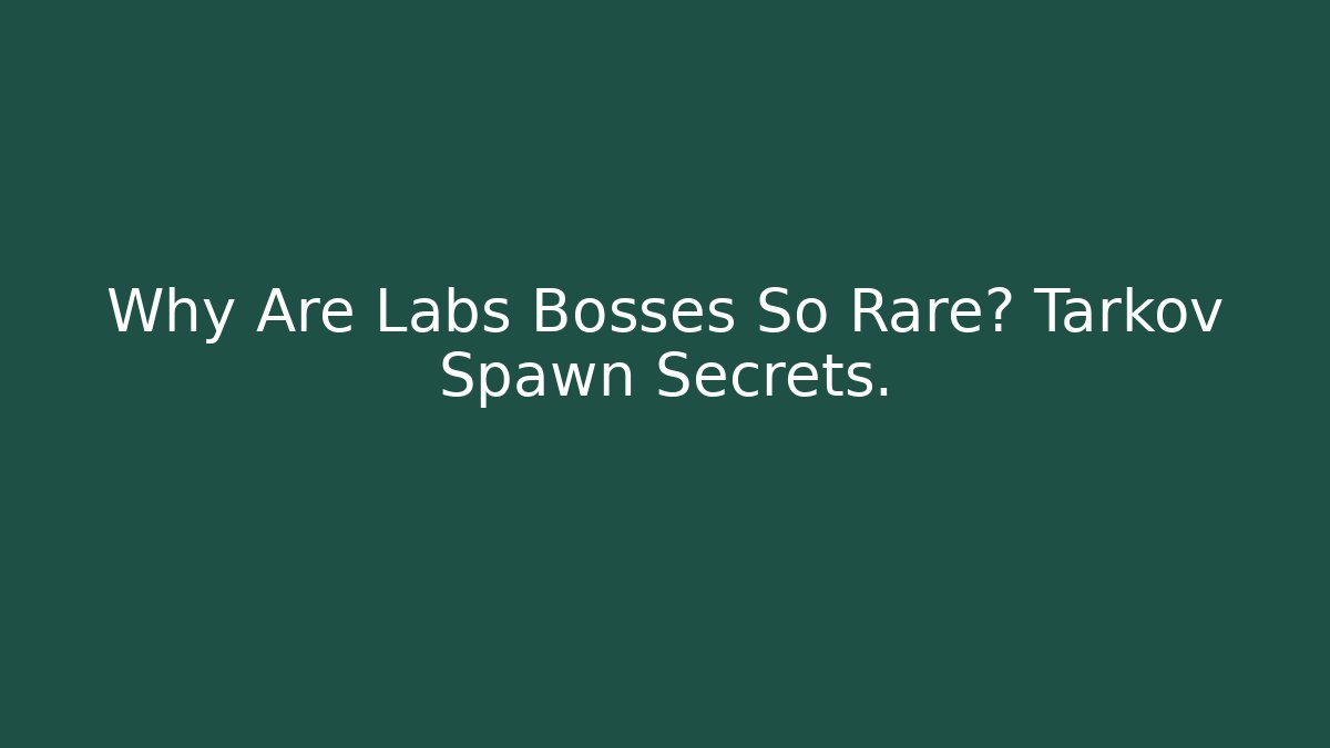 Why Are Labs Bosses So Rare? Tarkov Spawn Secrets.