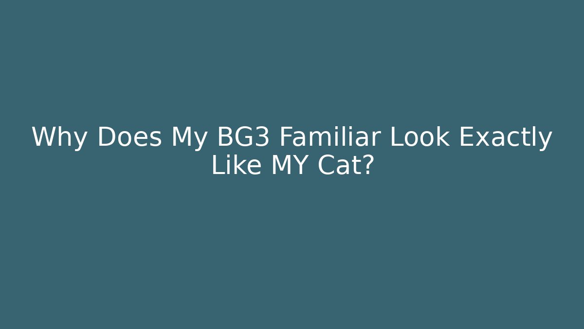 Why Does My BG3 Familiar Look Exactly Like MY Cat?