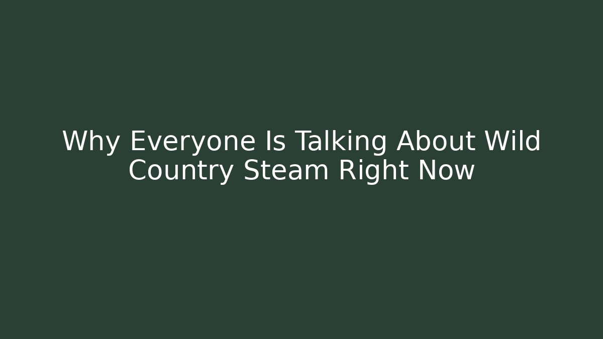 Why Everyone Is Talking About Wild Country Steam Right Now