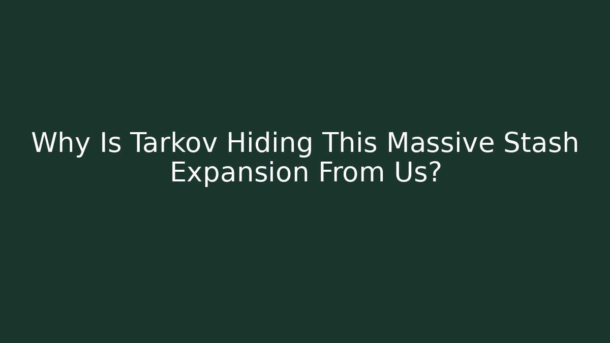 Why Is Tarkov Hiding This Massive Stash Expansion From Us?