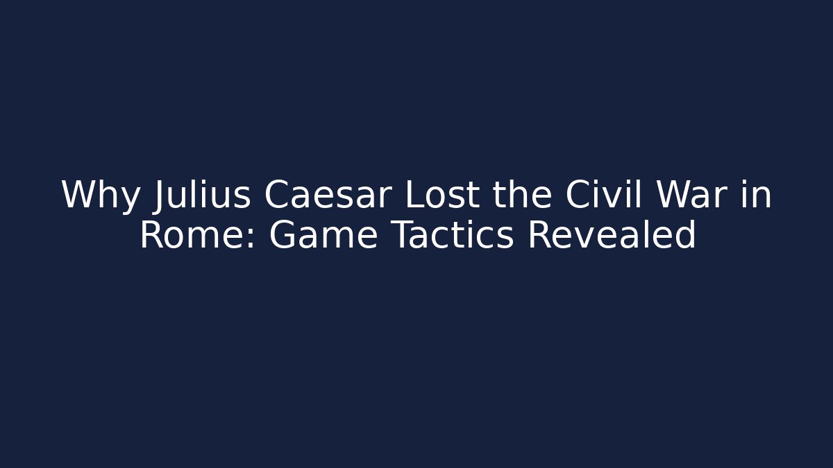 Why Julius Caesar Lost the Civil War in Rome: Game Tactics Revealed