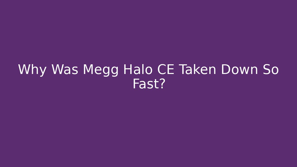 Why Was Megg Halo CE Taken Down So Fast?