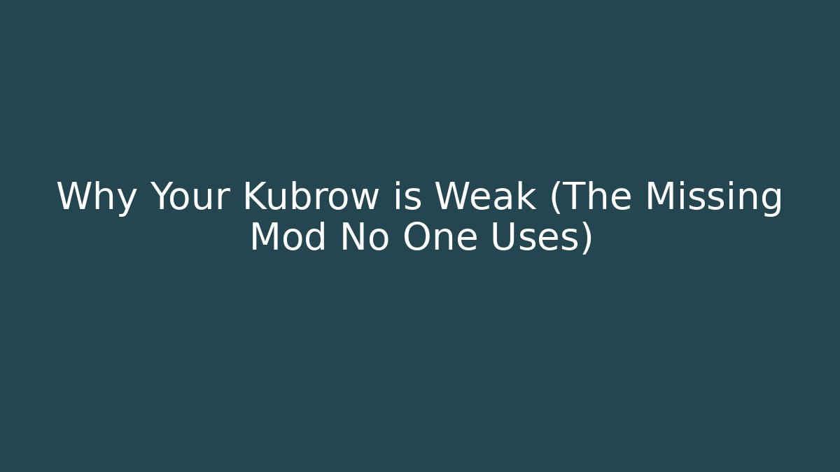 Why Your Kubrow is Weak (The Missing Mod No One Uses)