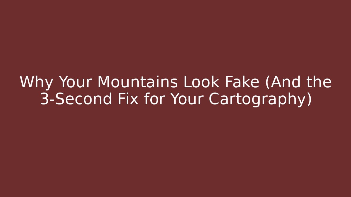Why Your Mountains Look Fake (And the 3-Second Fix for Your Cartography) - Celivion