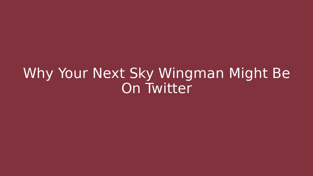 Why Your Next Sky Wingman Might Be On Twitter
