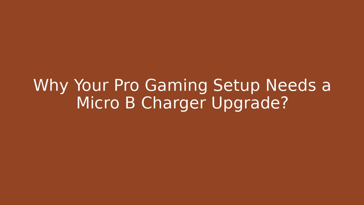 Why Your Pro Gaming Setup Needs a Micro B Charger Upgrade?