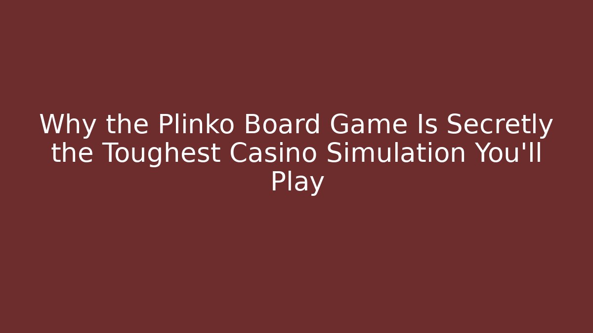 Why the Plinko Board Game Is Secretly the Toughest Casino Simulation You’ll Play