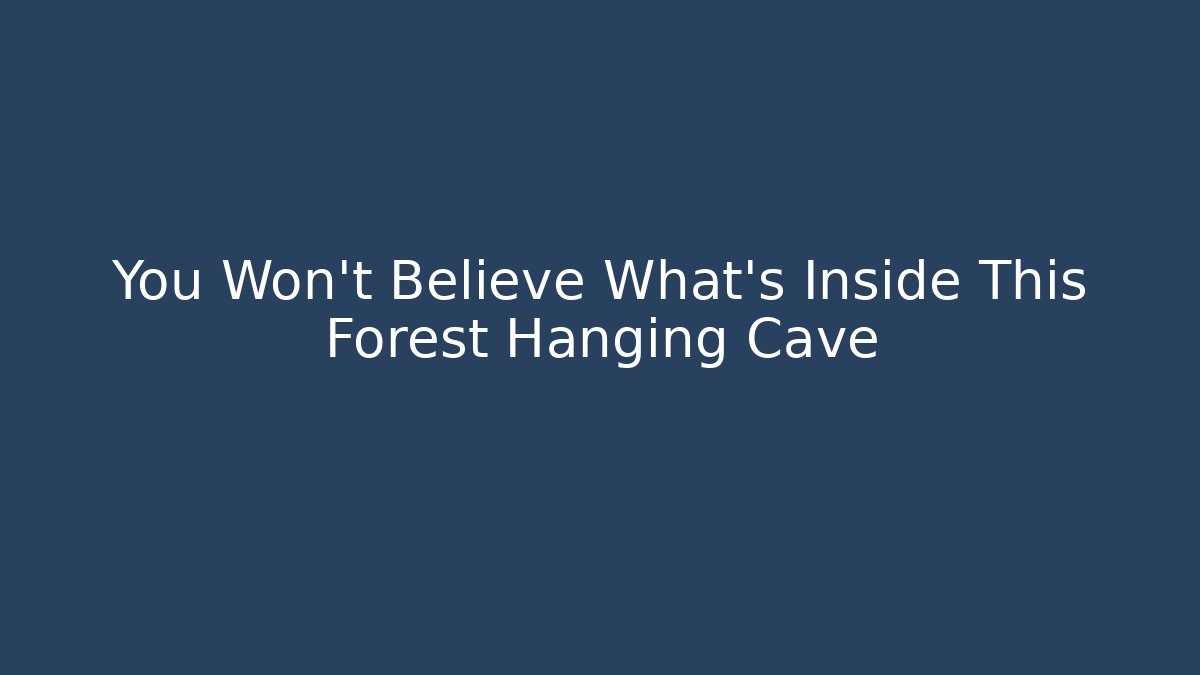 You Won't Believe What's Inside This Forest Hanging Cave